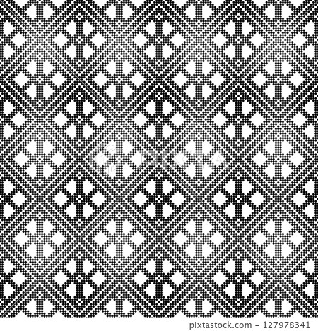 Seamless pattern based on Japanese craft kogin . Seamless pattern based on Japanese craft kogin . 127978341
