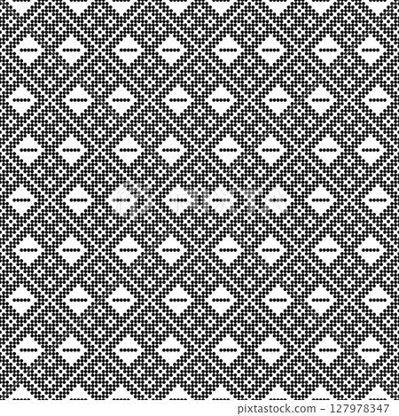 Seamless pattern based on Japanese traditiolal craft kogin . Seamless pattern based on Japanese traditiolal craft kogin . 127978347