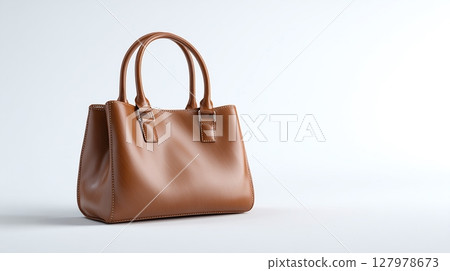 Elegant Leather Handbag: Stylish accessory with classic design. Perfect for any occasion, crafted for durability and timeless fashion appeal. 127978673