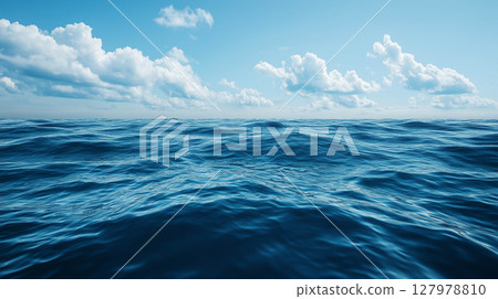 Blue wave water deep ocean with cloud. 127978810