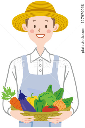 男農夫手持農場直送的蔬菜 127979068