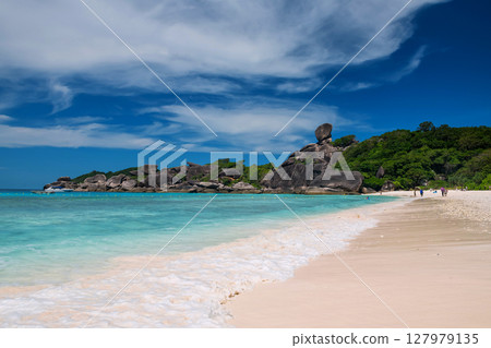 seascape of motion wave, beach and rock Sail in Similan island 127979135