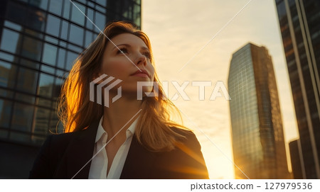 ambitious businesswoman looking towards the future 127979536