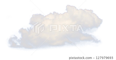 Realistic vector white cloud isolated on a transparent background. Semitransparent for weather designs, sky compositions, photo manipulations, and creative graphic projects 127979693