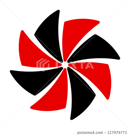 Abstract Red and Black Swirl Icon Vector Illustration. A modern vector icon featuring a red and black swirl design with a dynamic, spinning appearance. 127979773