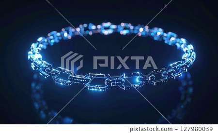 Futuristic illuminated jewelry bracelet with glowing blue LED lights and intricate detailed design, modern accessory for fashion and technology enthusiasts 127980039