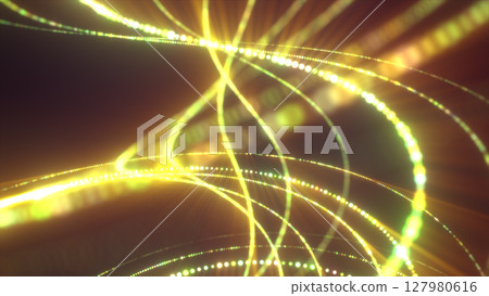 Bright golden-yellow energy streams crossing in dynamic arcs, forming a glowing grid of motion and light Bright golden-yellow energy streams crossing in dynamic arcs, forming a glowing grid of motion and light 127980616
