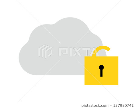 Illustration of an open lock cloud data icon Illustration of an open lock cloud data icon 127980741