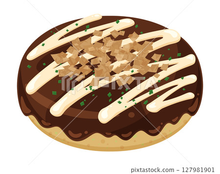 Cute okonomiyaki illustration material 127981901