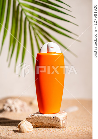 Sunblock or sunscreen in cosmetic tube Sunblock or sunscreen in cosmetic tube 127981920
