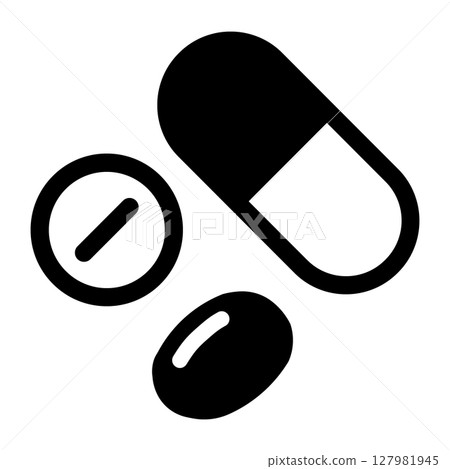Capsule pills, supplements icons 127981945
