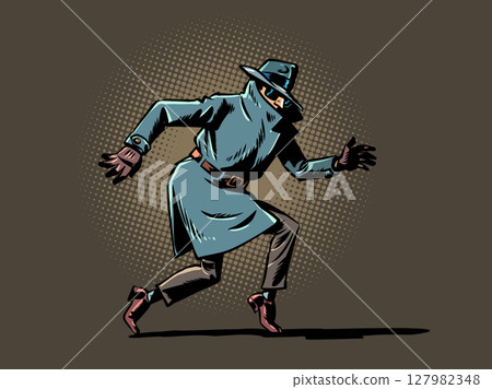 Personal data security issues. The scammer and the criminal escapes. The secret agent detective sneaks away. Personal data security issues. The scammer and the criminal escapes. The secret agent detective sneaks away. 127982348