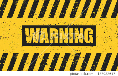 Abstract grunge black warning sign on a yellow background. 127982647