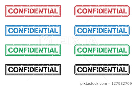 Set of vector colored grunge confidential stamps. Set of vector colored grunge confidential stamps. 127982709