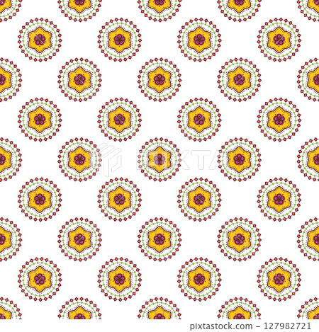 Seamless pattern of bright mandala on a white background 127982721