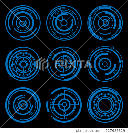 Creative vector illustration of crosshairs icon set isolated on transparent background. 127982829