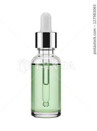 Cosmetic serum bottle isolated on transparent background, skin care product mockup 127983065
