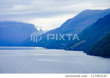 Fjord landscape, Saudafjord in Norway Fjord landscape, Saudafjord in Norway 127983287