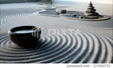 Serene Zen Garden with Ripples 127983732