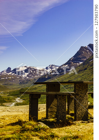 Mountains rest place. Norwegian route Sognefjellet Mountains rest place. Norwegian route Sognefjellet 127983790
