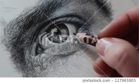Hyperrealistic Eye Drawing in Progress 127983803