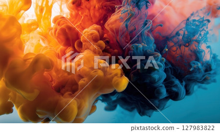 Vivid Ink Swirls in Water 127983822