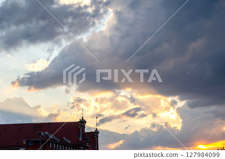 Nice sky in old Town Beautiful. High quality photo 127984099