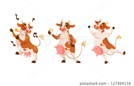 Joyful Happy Dancing Cow Animation Set features delightful artwork and fun characters 127984138