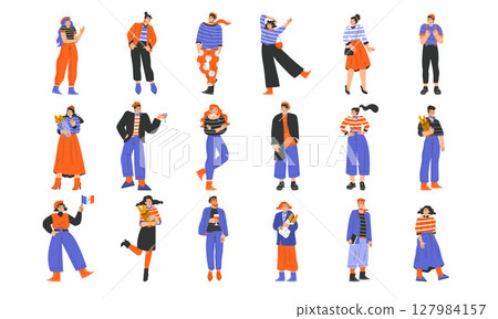 Colorful and EyeCatching Illustrations Featuring a Variety of Diverse Characters in Trendy Outfits 127984157