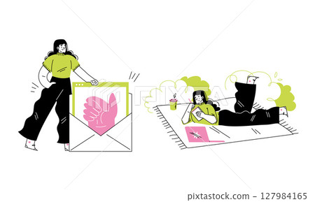 A Unique and Creative Abstract Art Illustration Featuring a Variety of Colorful Characters 127984165