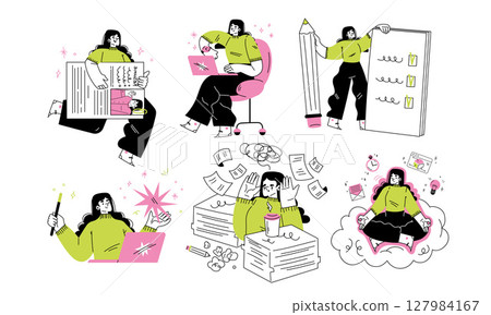 Illustrations Showcasing the Intersection of Creative Work Styles and Enhanced Productivity 127984167