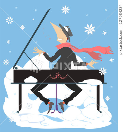 piano, vector, man 127984224