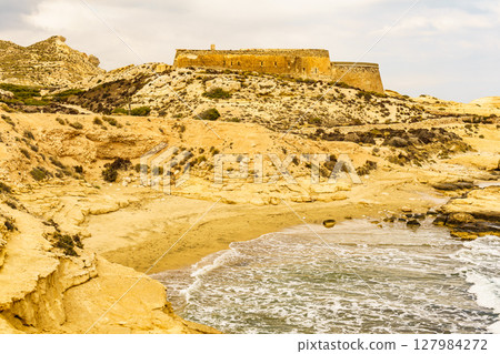 Castle San Ramon in Spain. Tourist site. 127984272