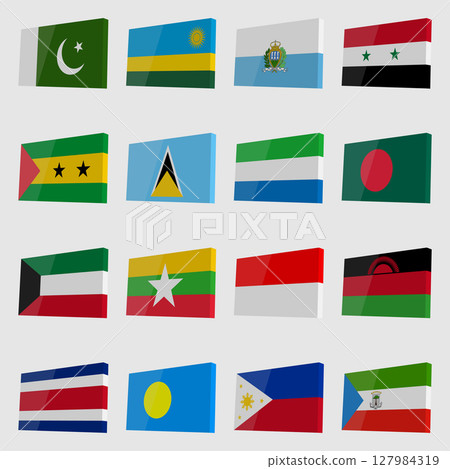 3D country flags with highlights 3D country flags with highlights 127984319