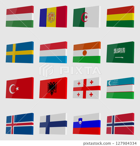 Set of 3D country flags 127984334
