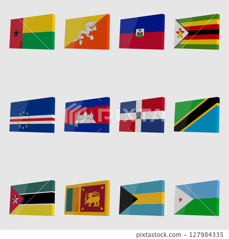 Set of 3D flags with highlights 127984335