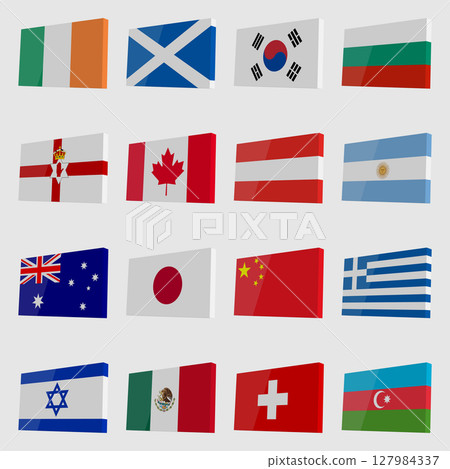 Set of isometric national flags 127984337