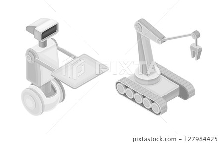 Robotic objects set. Artificial Intelligence, hi-tech technology isometric vector illustration Robotic objects set. Artificial Intelligence, hi-tech technology isometric vector illustration 127984425