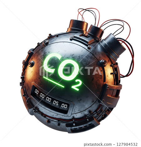 CO2 bomb futuristic countdown timer, climate crisis urgency with digital numbers CO2 bomb futuristic countdown timer, climate crisis urgency with digital numbers 127984532