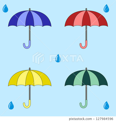 Set of umbrellas blue green red yellow colors 127984596