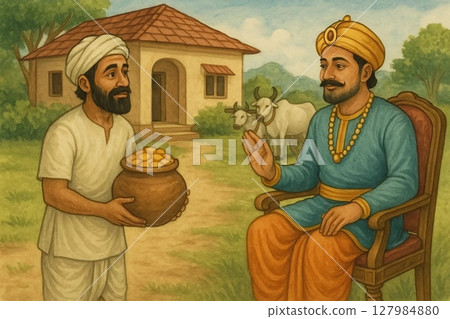 Authentic daily life scene in an Indian village 127984880