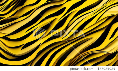 Spinning black trails across a yellow background expressing fluid motion Spinning black trails across a yellow background expressing fluid motion 127985985