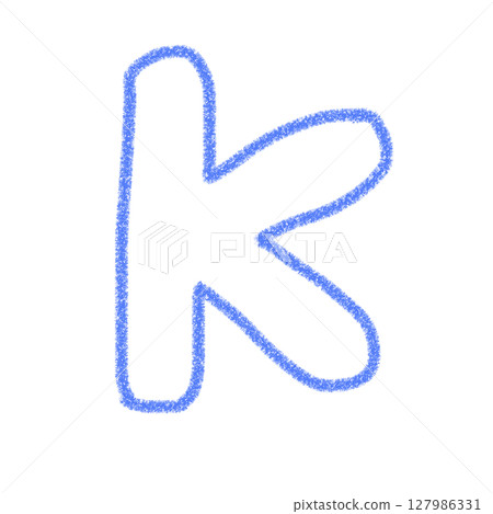 Alphabet K Handwritten letters Cute Material Blue Illustration Material Icon Crayon style 127986331