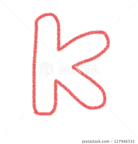 Alphabet K Handwritten letters Cute material Red Illustration Material Icon Crayon style 127986332