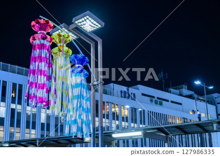 Tanabata decorations and Hiratsuka Station at night - Shonan Hiratsuka Tanabata Festival 127986335