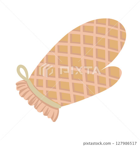 Oven mitt hand drawn cartoon doodle beige illustration. Cute vector design for kitchen theme or recipe book food blog. Web graphic culinary sticker. Baking element and home cooking safety accessory. Oven mitt hand drawn cartoon doodle beige illustration. Cute vector design for kitchen theme or recipe book food blog. Web graphic culinary sticker. Baking element and home cooking safety accessory. 127986517
