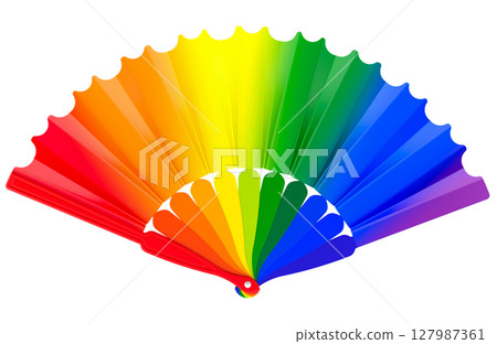 Rainbow hand fan. 3D rendering Rainbow hand fan. 3D rendering 127987361
