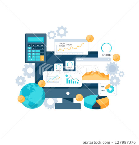 Business forecast concept. Business analysis. Flat vector illustration	 127987376