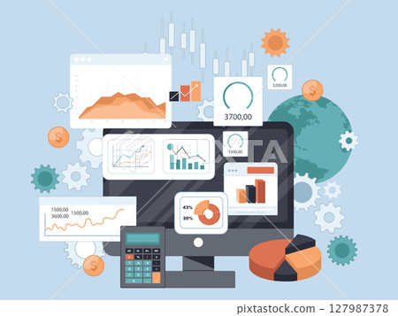 Business forecast concept. Business analysis. Flat vector illustration	 127987378