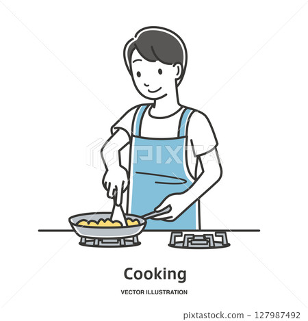 一個年輕人做飯 127987492